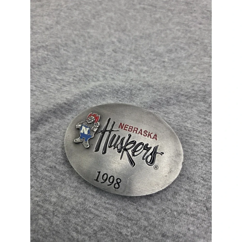 Vintage 1998 Nebraska Cornhuskers Football Solid Pewter Belt Buckle College NCAA